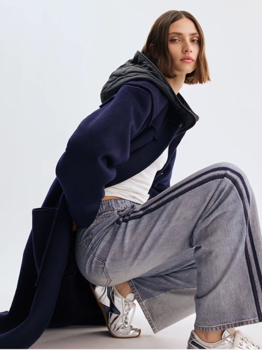 Rag & Bone - Miramar Terry Wide Leg Track Pants - Color: Blue Coney - Size Large - Picture 4 of 8